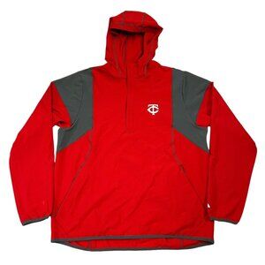 Majestic Minnesota Twins Men's‎ Large 1/2 Zip Windbreaker Jacket Red Hooded